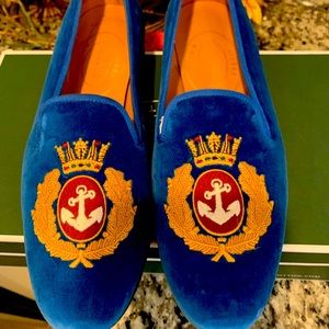 Stubbs and Wootton Cobalt anchor slippers like new